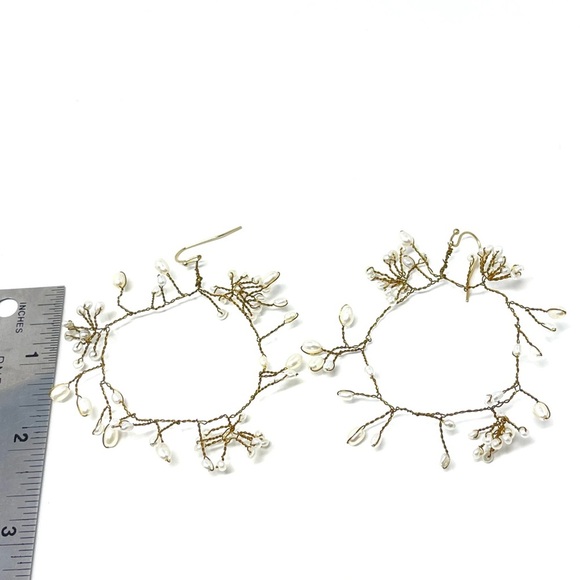 New Anthropologie BHLDN Pearl Hoop Earrings - Picture 3 of 6